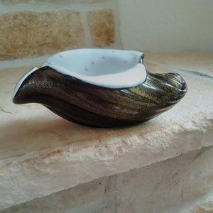 Vintage Murano Camer Glass Italy Sculptural Bowl